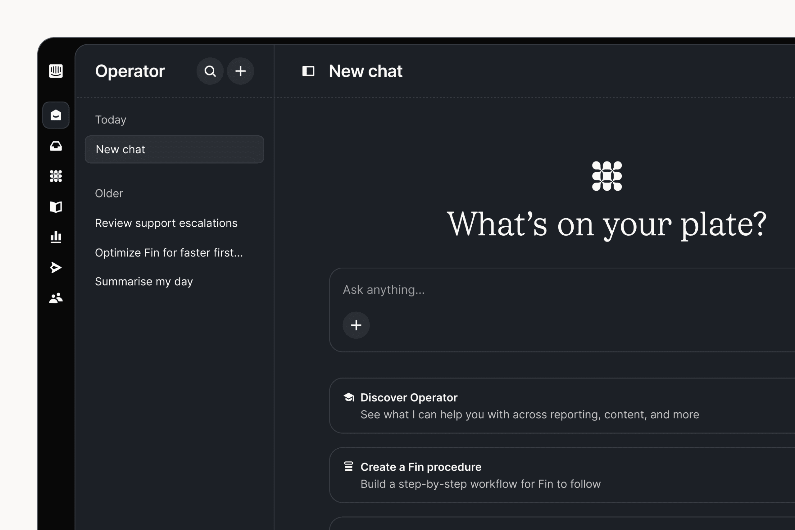 Fin/Intercom Operator chat experience