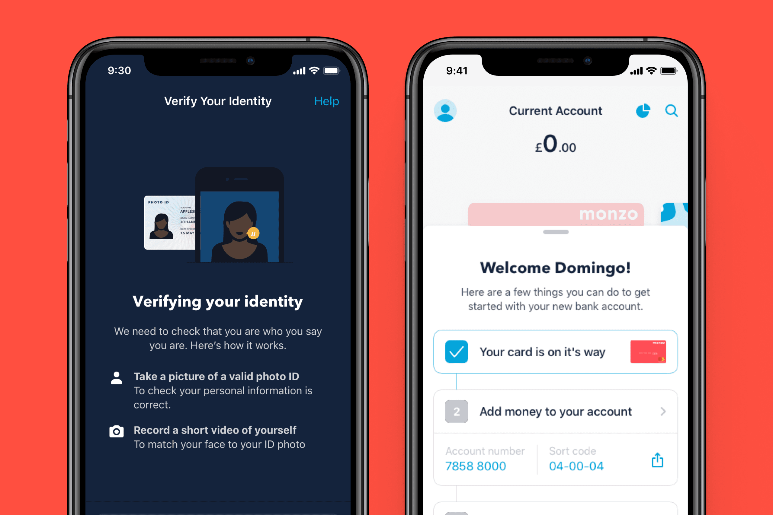 Monzo onboarding flow